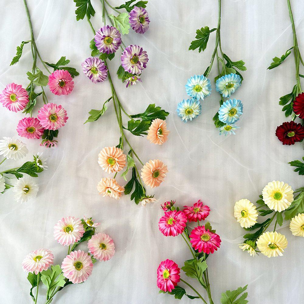 국경 간 신제품 시뮬레이션 해피 국화 오피스 데스크탑 장식 가짜 꽃 촬영 소품 인공 수제 꽃