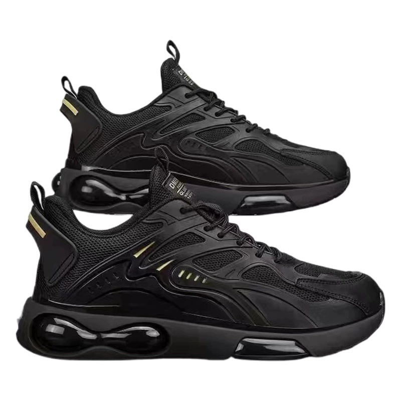 Трансграничная оптовая продажа, сетчатая мужская обувь, новинка 2025, молодежная спортивная повседневная мужская обувь для бега на толстой подошве, черная мужская обувь воина