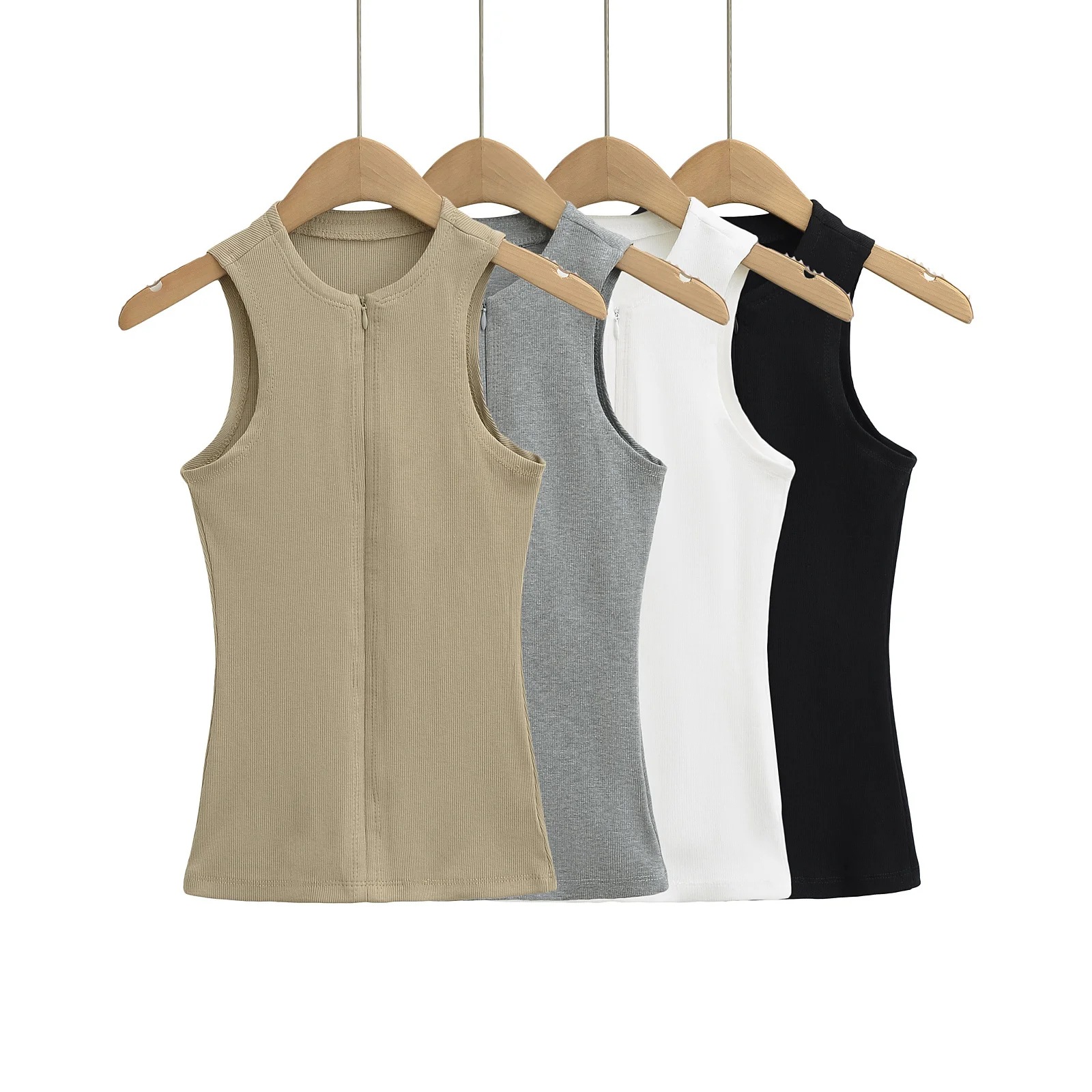 Trend brand top with cups with zipper with a round collar