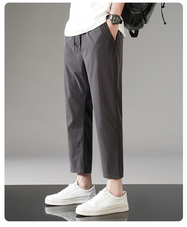 冰丝裤子男夏季新款薄款运动休闲九分裤大码宽松直筒卫裤速干男裤详情24