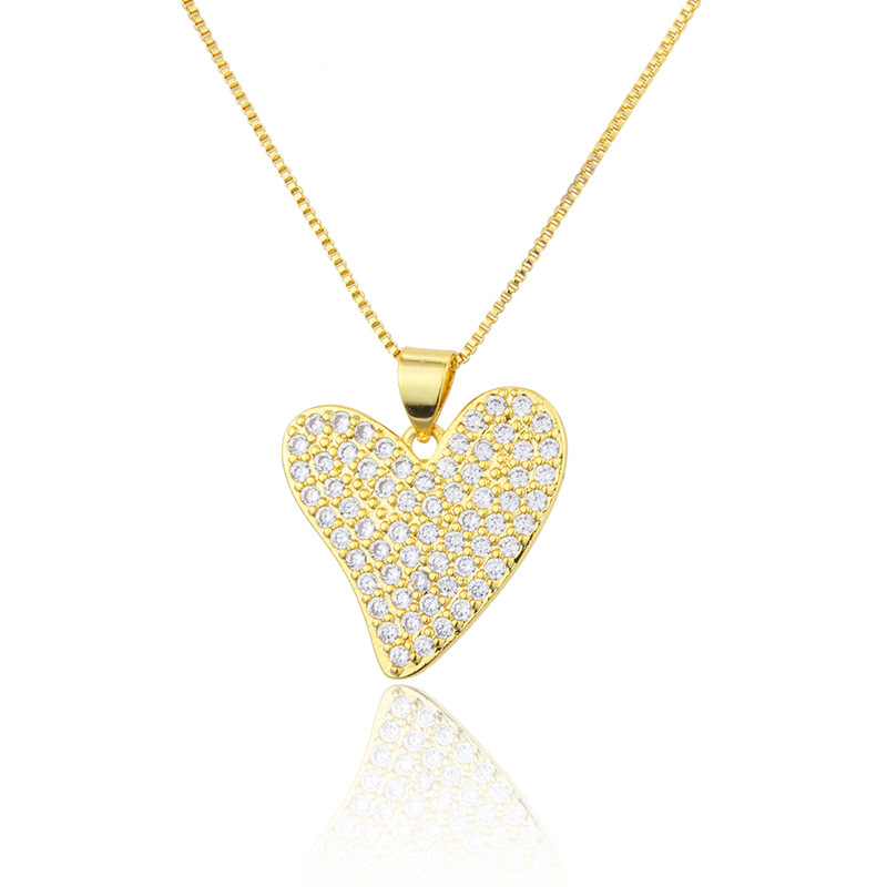 5g Weight Necklace Classification Fashion Simple Full Diamond Love Zirconium Copper Pendant Necklace
