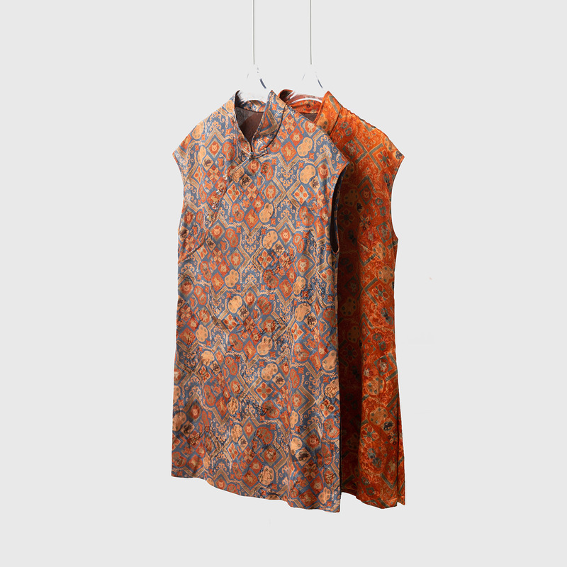 Silk Fragrant Cloud Yarn Diagonal Placket Button Long Aodai Top Women's 100% Mulberry Silk Sleeveless T-Shirt Vest