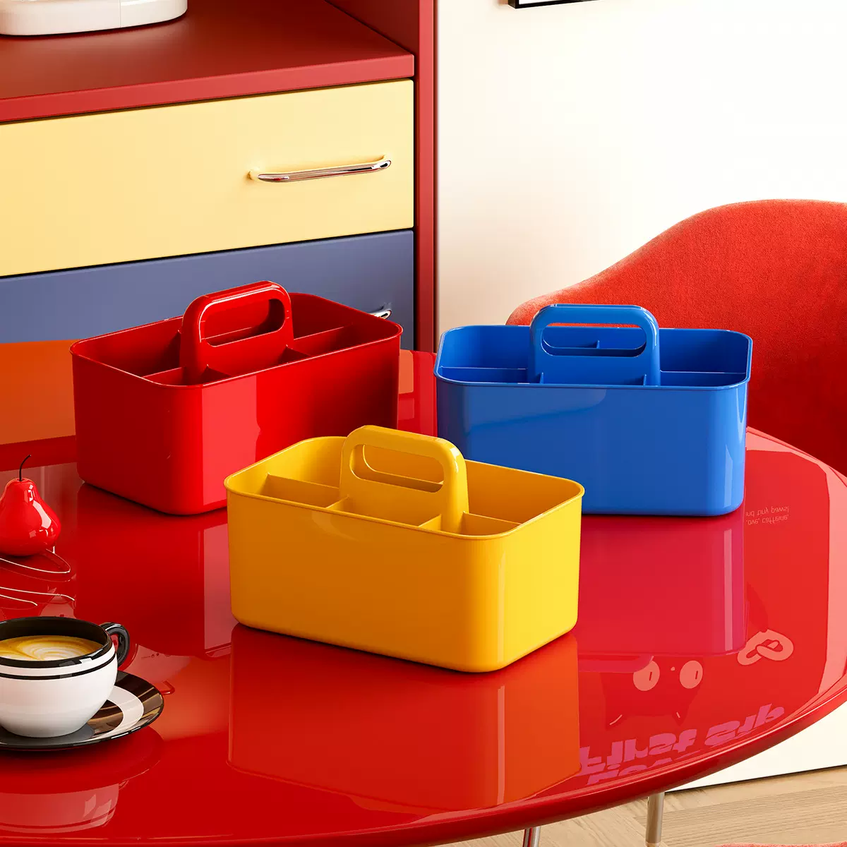 简约手提收纳盒便携零食化妆盒办公室桌面上收纳篮厨房卫浴手提篮