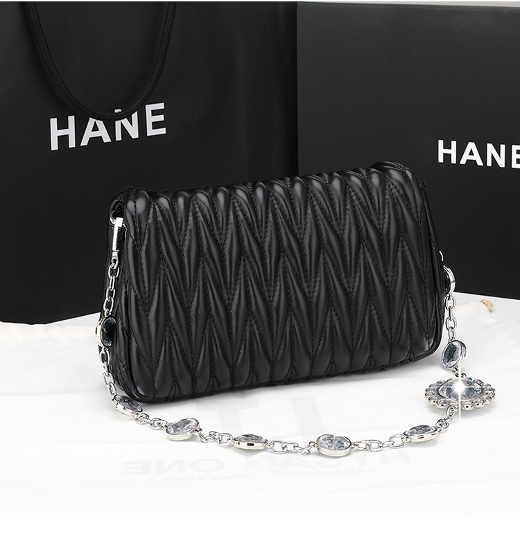 Pequena bolsa transversal quadrada feminina bolsa acolchoada corrente_voghion.com