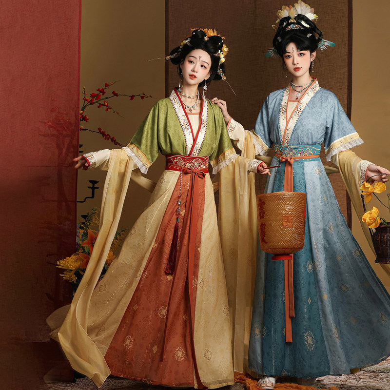 Original Tang-Style Hanfu for Women, Daily Wear, Spring and Summer, One-Piece Waist-Length Skirt Set Original Tang-Style Hanfu for Women, Daily Wear, Spring and Summer, One-Piece Waist-Length Skirt Set