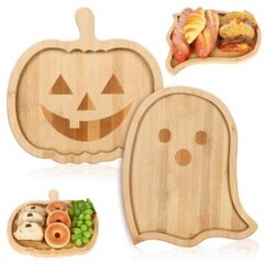 竹ハロウィントレイカボチャゴースト装飾デリボードパーティーフルーツスナックデザートプレート朝食プレート