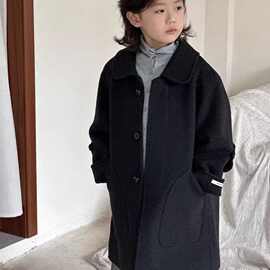 女童双面绒大衣2026新款秋冬韩版女童毛呢外套呢子外套中长款大衣