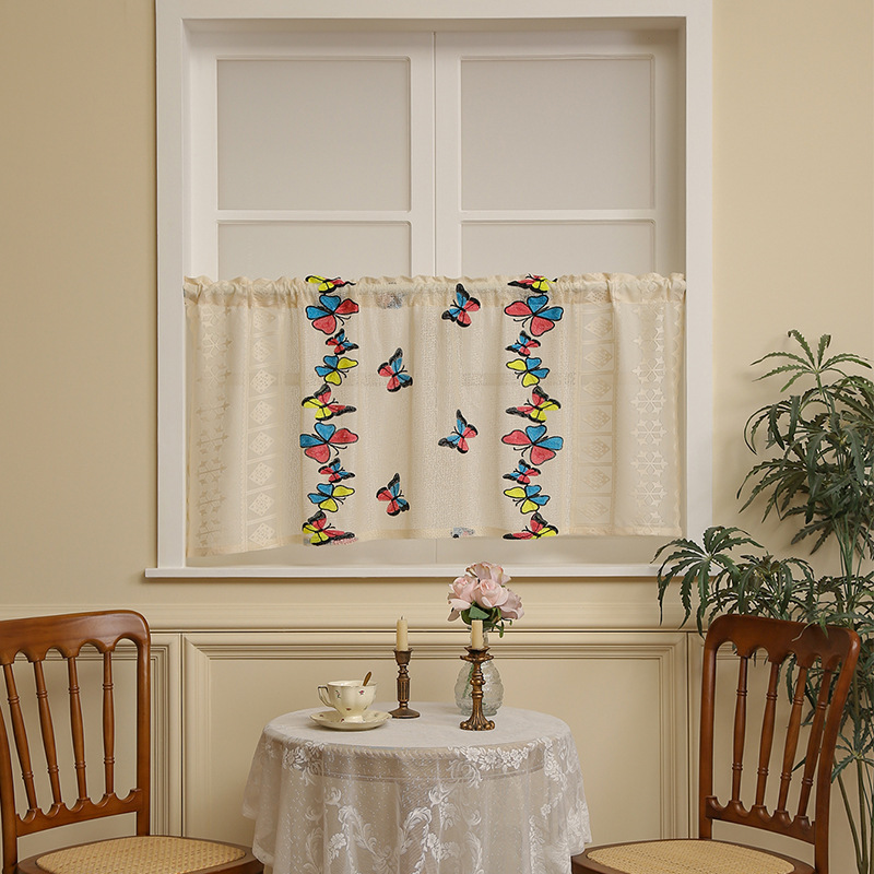 American-Style Half Curtain Short Curtain Hanging Accessory Restaurant Finished Product Wholesale Door Curtain Home Creative