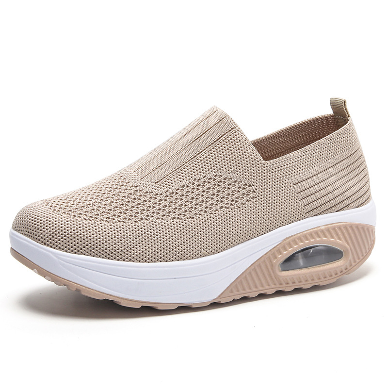 Otoño 2023 Zapatos de mujer patada transfronteriza vuelo cómodo tejido antideslizante de malla de fondo suave Comercio exterior transpirable cojín de aire zapatilla