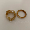 Retro set, chain, acrylic resin, ring, South Korea, simple and elegant design, french style