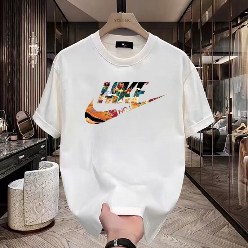 2025 新しい夏のメンズ半袖 Tシャツ純綿トレンディなブランド服メンズ半袖多用途ルーズ Tシャツトップ|undefined