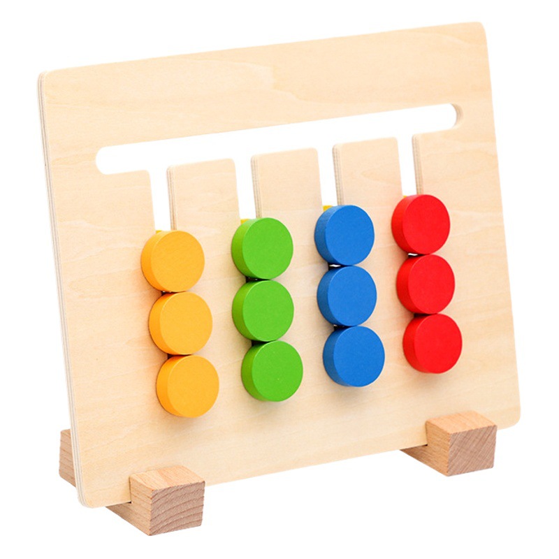 Cuatro colores para caminar de doble cara de ajedrez Montessori para niños Educación Temprana rompecabezas tablero de juego pensamiento lógico entrenamiento Cerebro Juguete