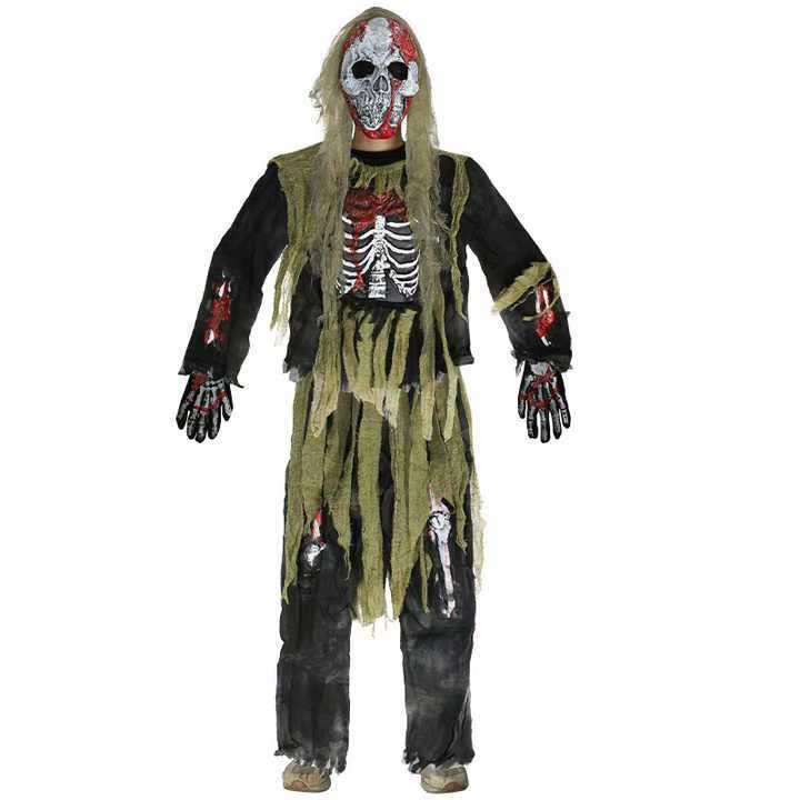 Rough Green General Disfraz de fiesta esqueleto fantasma juego de disfraz Halloween cadáver espectáculo disfraz de terror zombie