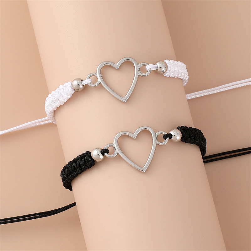 Pulsera tejida de amor transfronteriza, cuerda de aleación simple europea y americana, cuerda de mano de pareja de amistad ajustable, fábrica al por mayor