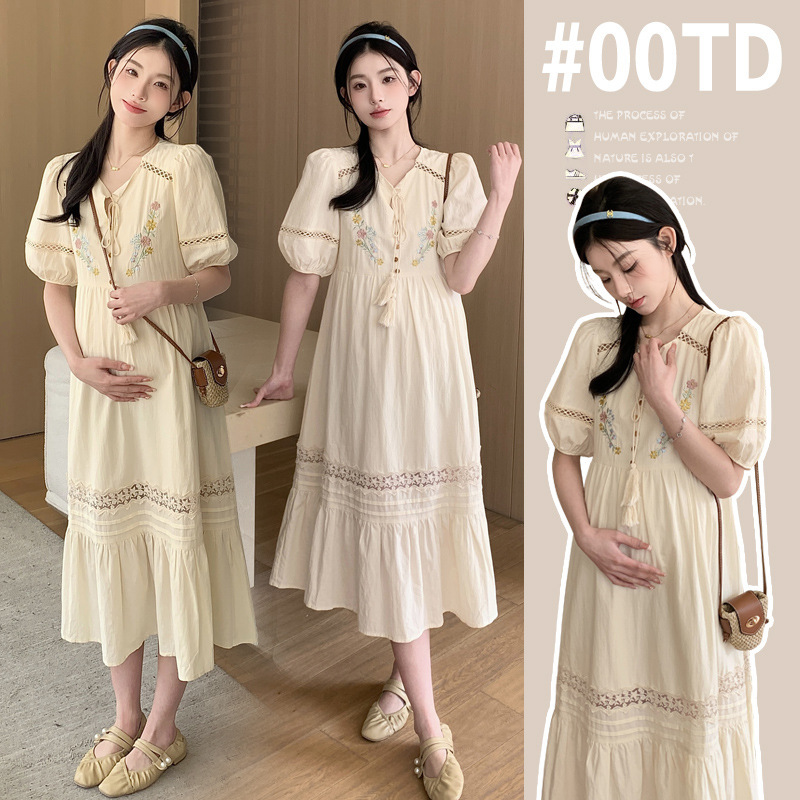2025 Summer New Embroidered Dress Ethnic Style Vacation Dress Maternity Wear