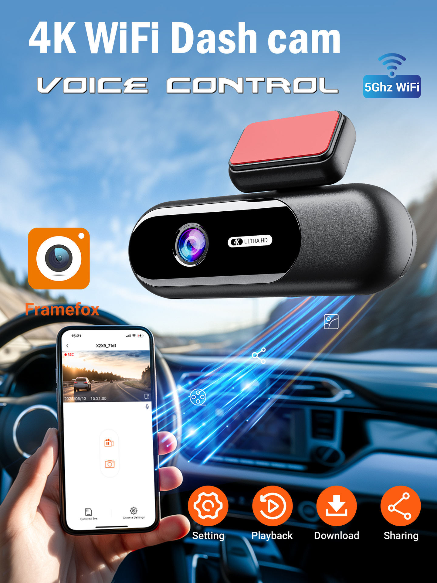 Cross-border single/dual-lens hidden dashcam, 4K high-definition wireless WIFI hidden recorder