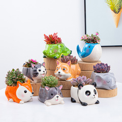 Wholesale Ceramic Cartoon Planter Simple and Cute Cartoon Succulent Planter Creative Home Garden Cross-border Potted Plant