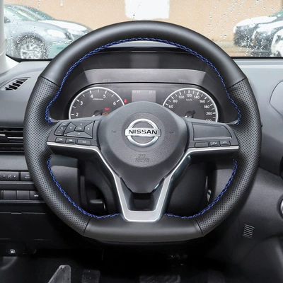Nissan 2022 new Xuanyi peach – Steering wheel cover - 04-20-22-sylphy-blue-line-black-leather-steering-wheel-cover-38cm