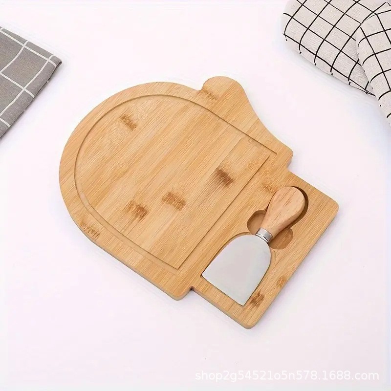 Tabla de cortar de bambú con cuchillo y tenedor, tabla de verduras multifuncional, tabla de alimentos para bebés, tabla de pizza de restaurante