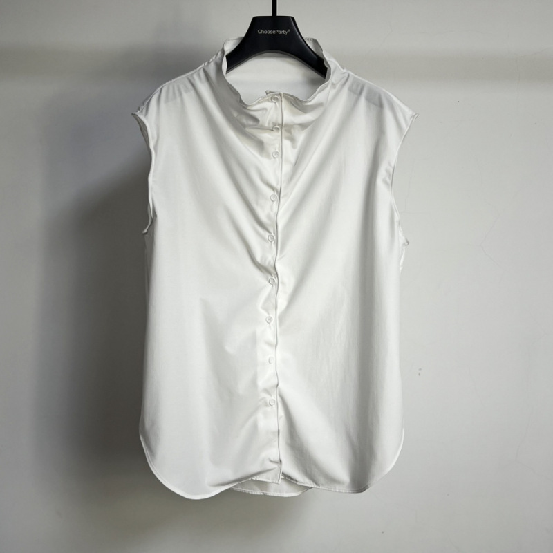 【Cp】Designer Women's Clothing Boutique Genuine Product Simple Stand-Up Collar Wire-Shaped Three-Dimensional Sleeveless Shirt Loose Fit Slimming Effect 【Cp】Designer Women's Clothing Boutique Genuine Product Simple Stand-Up Collar Wire-Shaped Three-Dimensional Sleeveless Shirt Loose Fit Slimming Effect