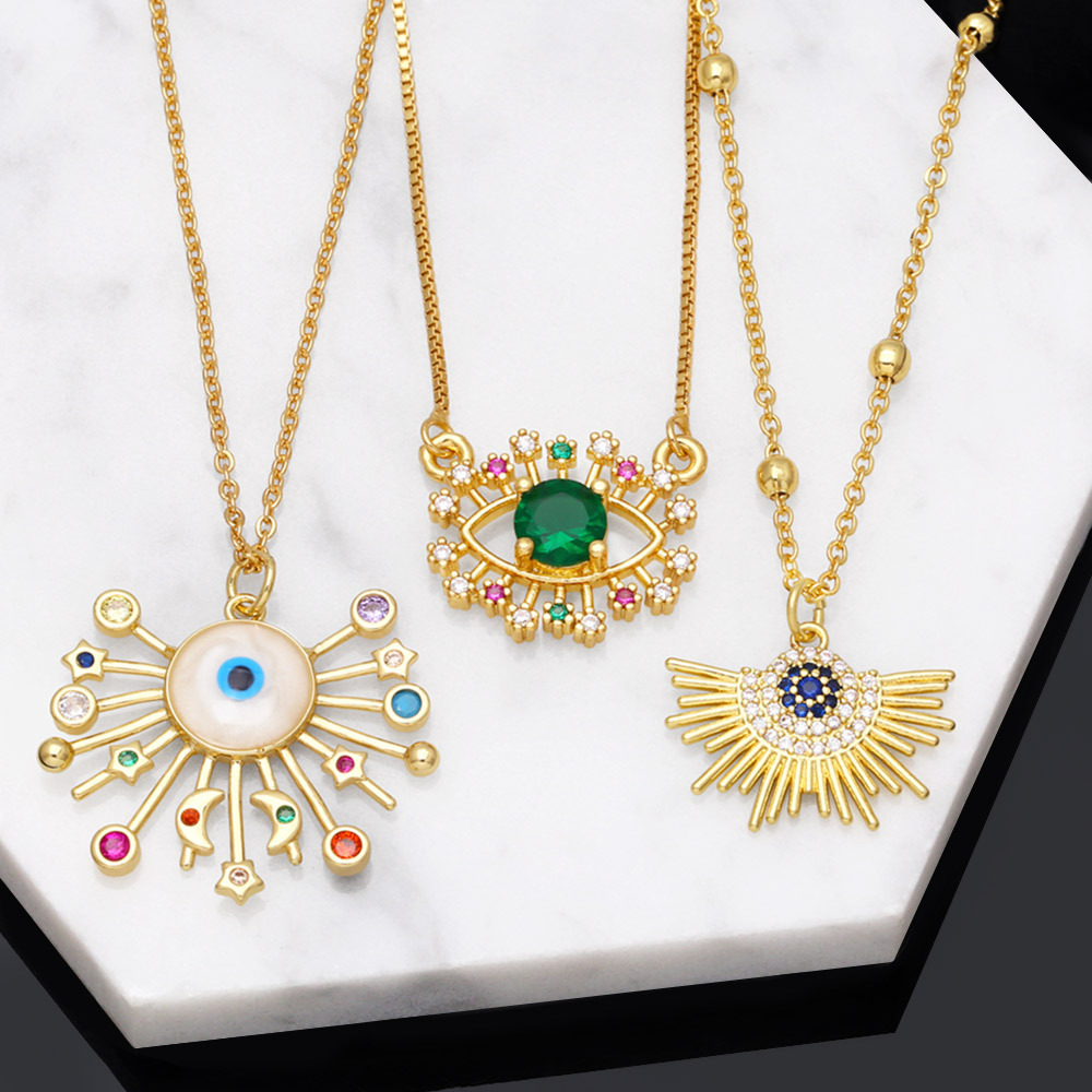 Fashion Copper Eyes Necklace Zircon Copper Necklaces