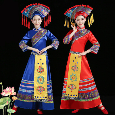 Zhuang Costume Yao Costume Service March March March San Ge Miao Costume Женщины