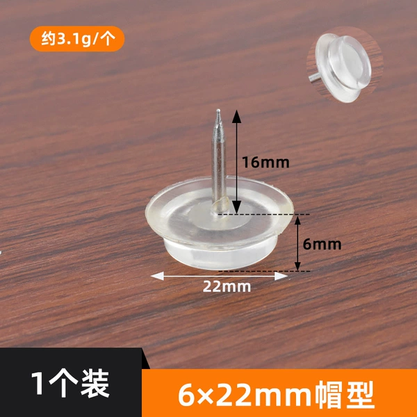 Transparent nail (hat type 6x22mm)