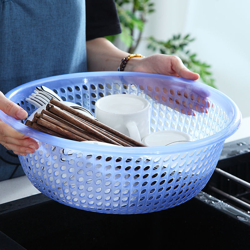 プラスチックふるい排水バスケット大型家庭用野菜洗いバスケット野菜洗いボウル果物洗いふるいキッチン厚みのある果物バスケット|undefined