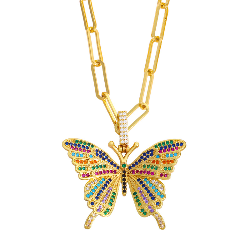 colored zircon butterfly pendant necklace
