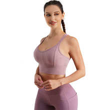 跨境热销女士运动内衣瑜伽健身防震背心无钢圈工字背心收腹紧身衣