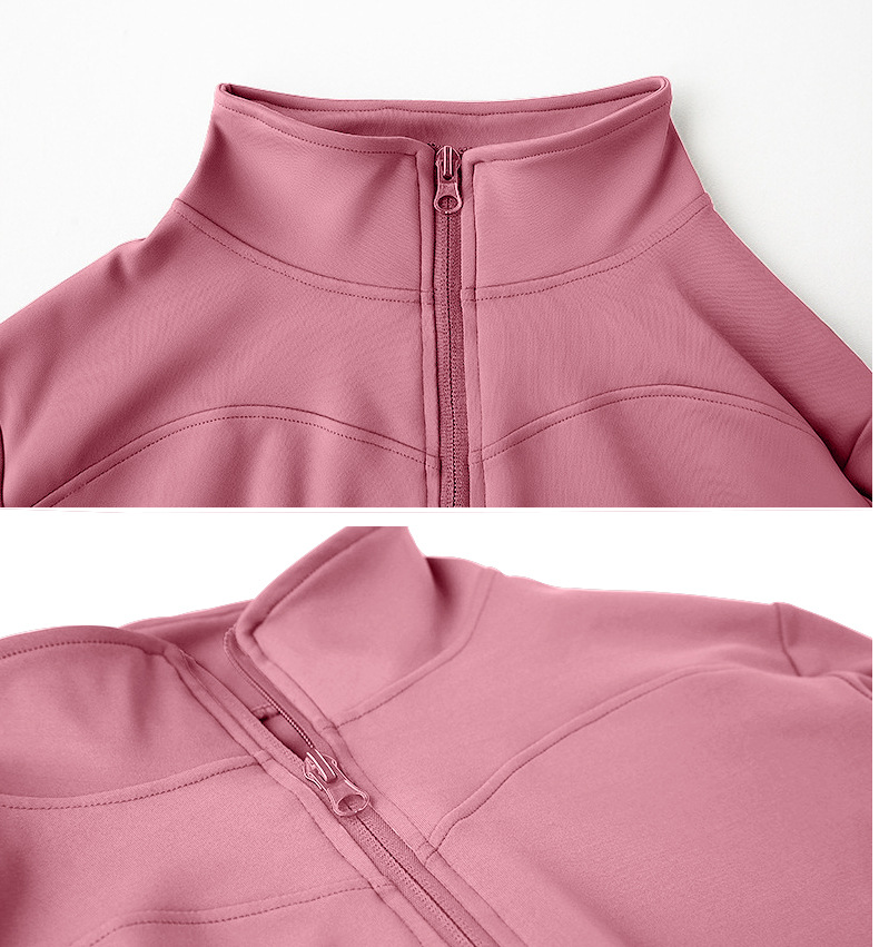 182g Weight Long Sleeve Sleeve Length Casual Sports Solid Color Spandex Polyester Standing Collar Active Tops Coat