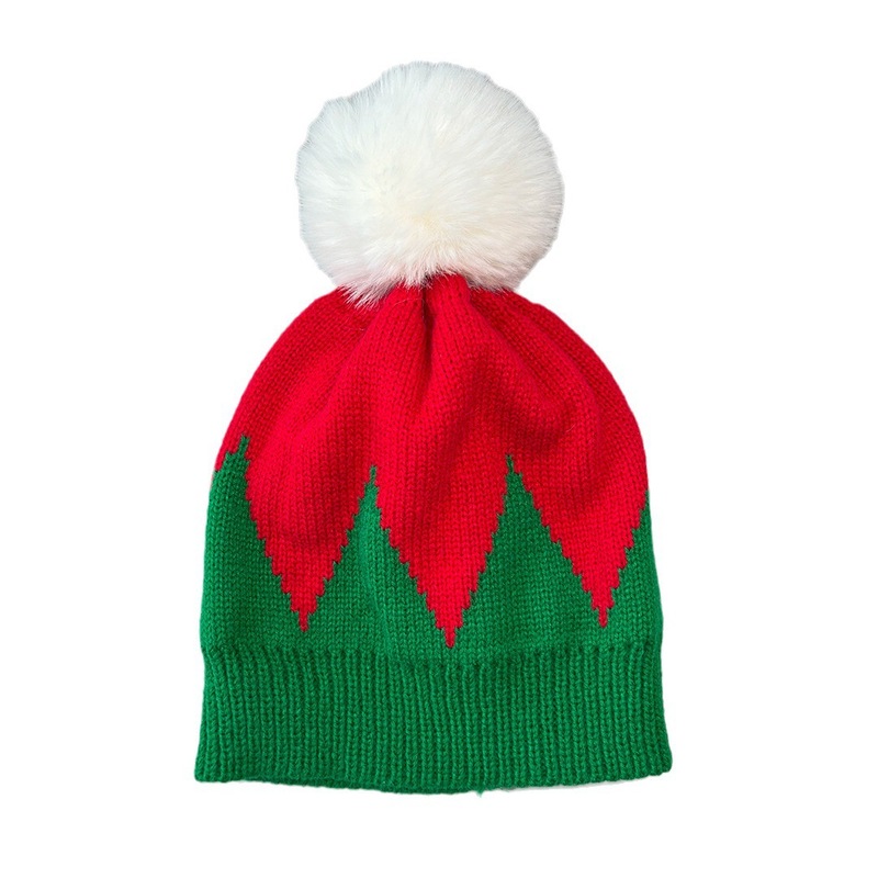 欧米のクリスマス帽毛糸帽秋冬保温毛玉帽子Merry Christmas Bell Hat|undefined