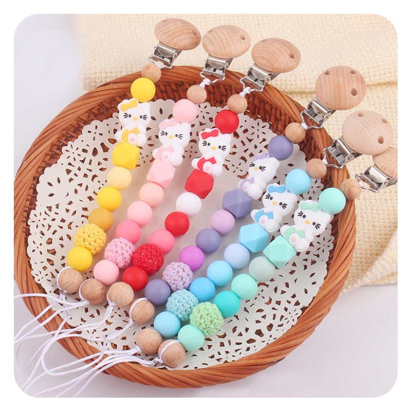 Planet beech chupeta clips nuevos productos para madres y bebés kt gatos dientes de goma de mascarar juguetes cadena de chupeta
