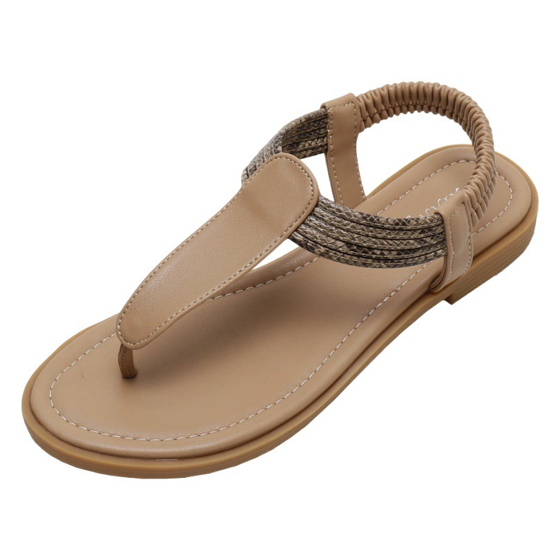 Женские сандалии с открытым носком 2025 новый стиль богемный этнический стиль простая цветовая комбинация ретро туристические римские туфли 870-3