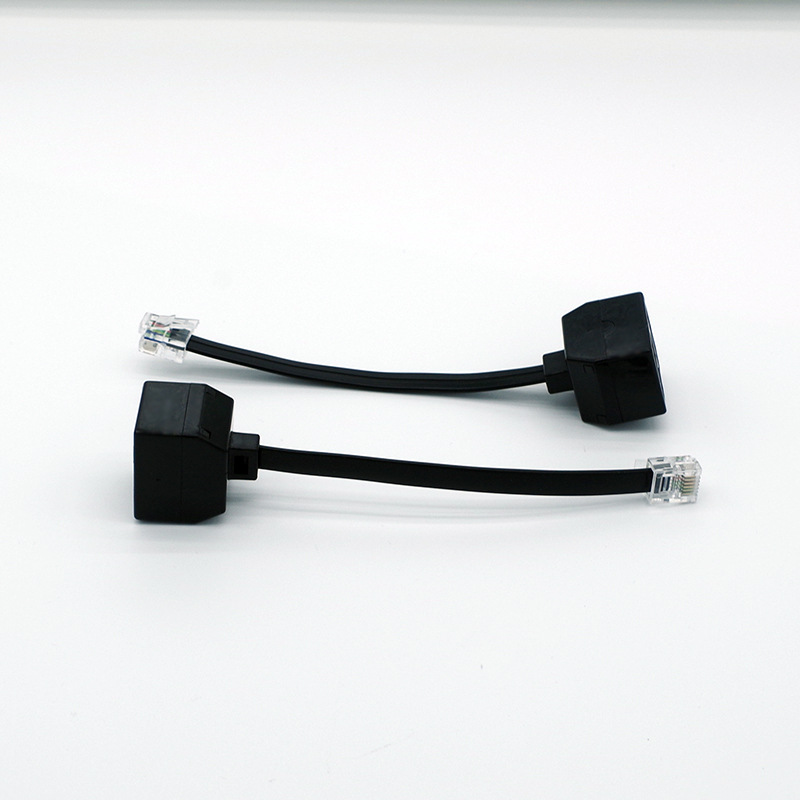 L102 6P6C RJ12˫�׵绰ת��ͷ 6о�绰������ ��ɫ����10cm�ɶ�