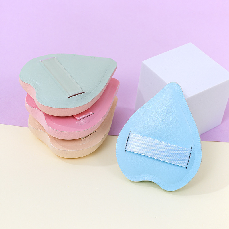 Puff de algodón de azúcar en forma de corazón personalizado de fábrica sin comer polvo, cojín de aire de esponja de maquillaje de poliuretano grueso grande al por mayor