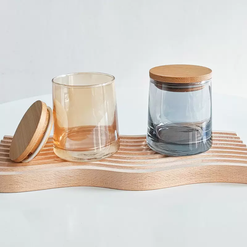 新款七彩香薰蜡烛瓶简约透明圣代炫彩蜡烛杯diy蜡烛烟灰烛台摆件