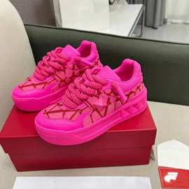 欧货大码轻奢纯原铆钉拼色字母小白鞋松糕厚底增高男女情侣鞋