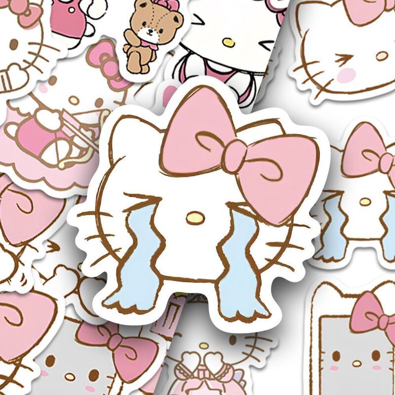 100张粉色Hello Kitty贴纸凯蒂猫KT猫可爱手账手机壳水杯防水贴画|undefined