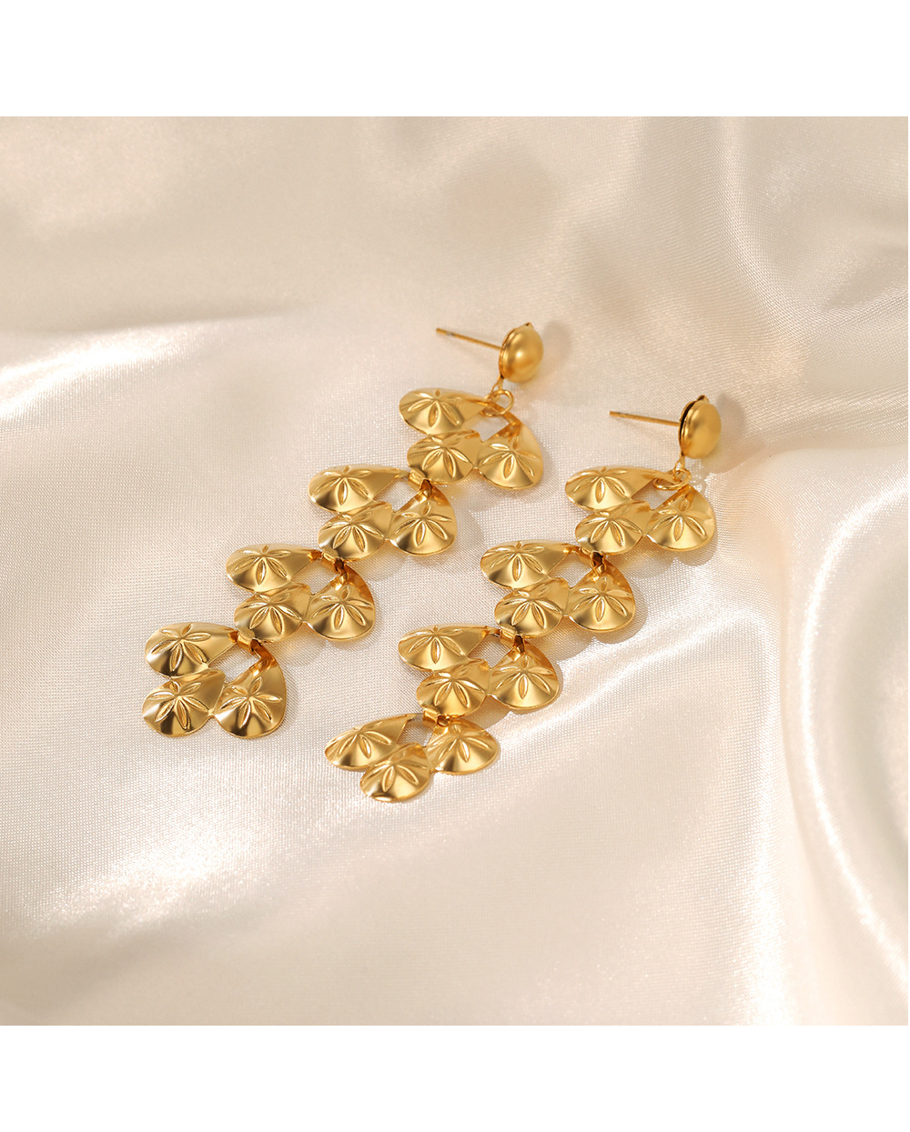 Retro Water Droplets Stainless Steel Plating Drop Earrings 1 Pair