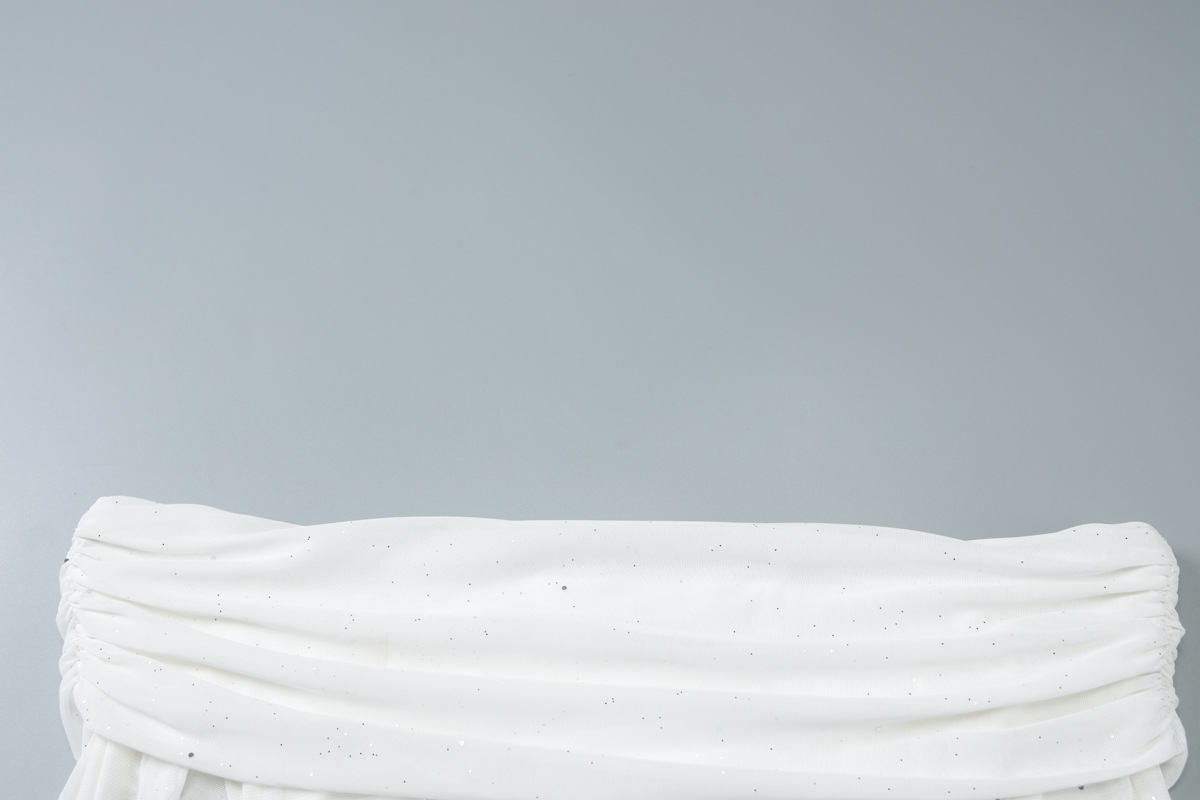 Women Clothing Spring Summer Mesh See through Tube Top off Collar Sexy Skinny Hip Dress