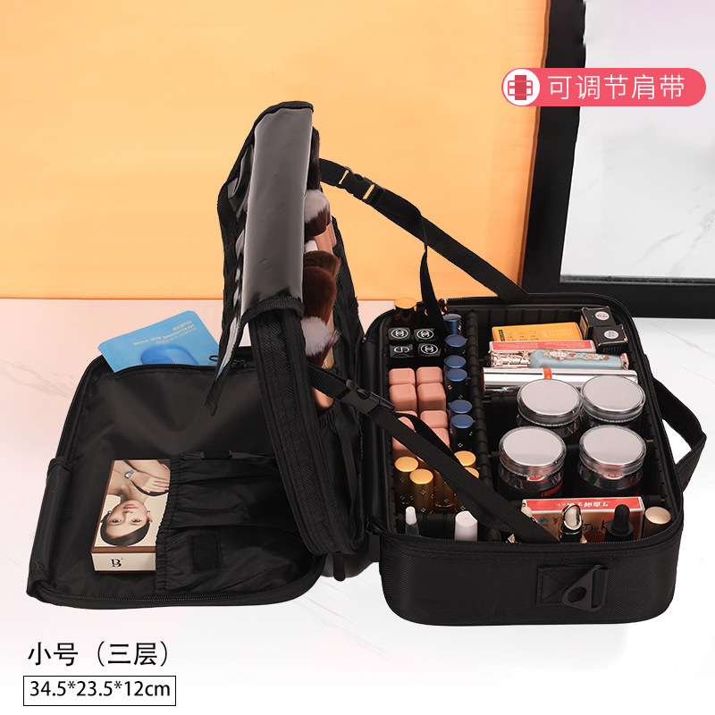 Bolsa de cosméticos de gran capacidad, partición de clasificación simple y portátil, bolsa de almacenamiento multicapa, caja de manicura de belleza para artista de maquillaje y maquillaje
