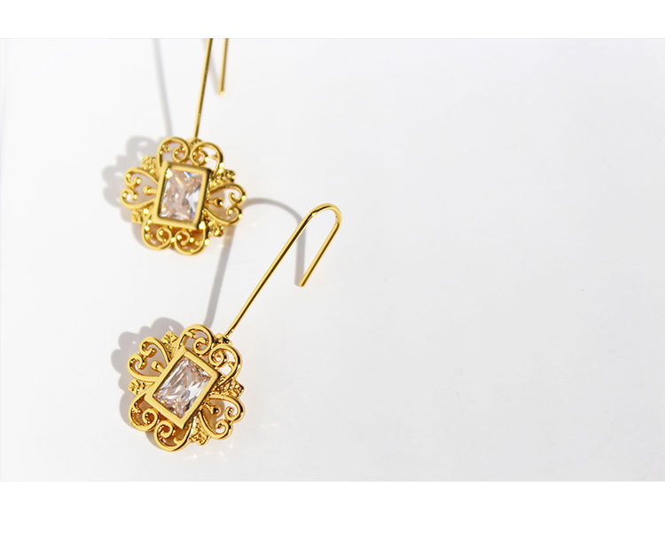 Fashion Geometric Pattern Inlaid Zircon Copper Drop Earrings Wholesale display picture 2