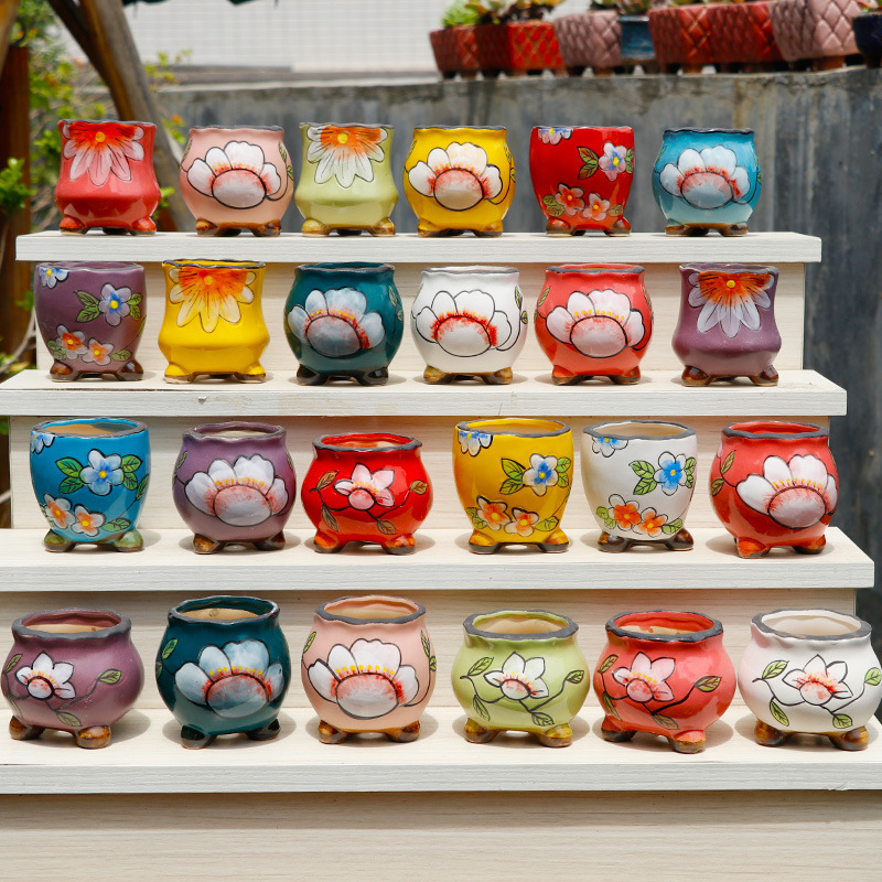 Small Apple Yanxi Basin Jingdezhen Ceramic Fleshy Flower Pot Stoneware Basin Ceramic Fleshy Plant Flower Pot