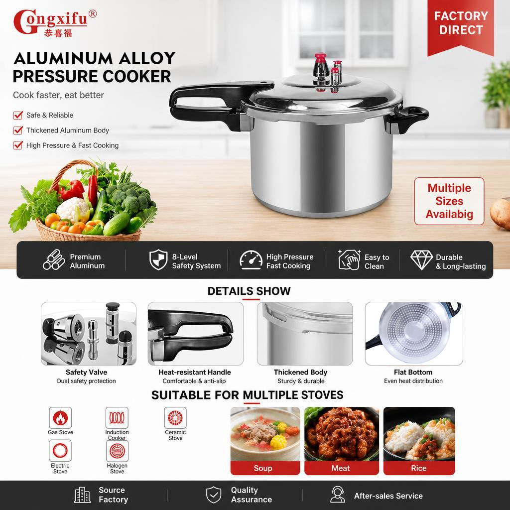 Olla de Presión Doméstica Antiexplosión de Aleación de Aluminio Antiadherente para Cocina