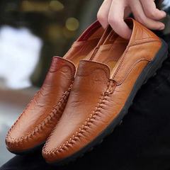 Autumn leather shoes men's casual shoes men's slip-on beanie shoes soft-soled driving shoes one-piece drop-shipping leather shoes