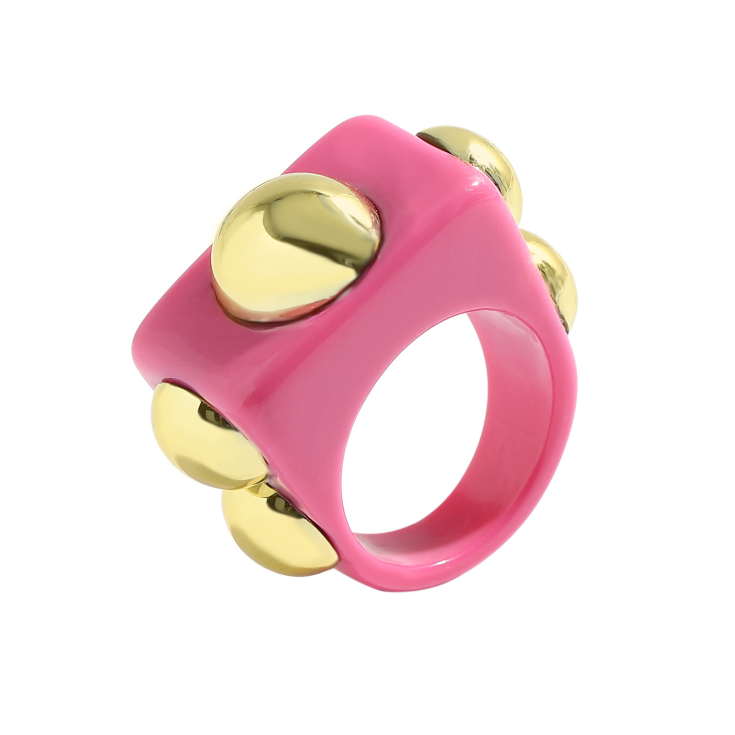 fashion candy color acrylic inlaid metal beanie ring