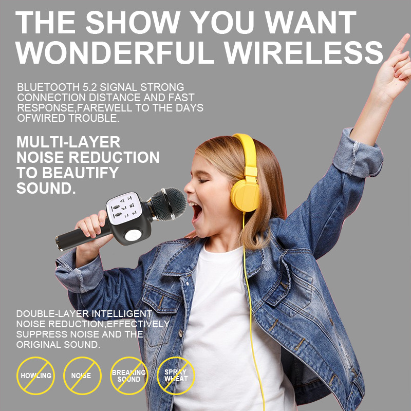 プライベートモデルQ8無線bluetoothマイク子供がマイクを持っている音響一体携帯電話k歌宝工工場の優位性