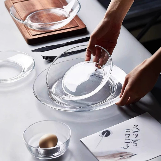 Тарелка Bojiang: простая круглая тарелка из закаленного стекла для ужина, фруктов, десертов, салатов, для западной кухни