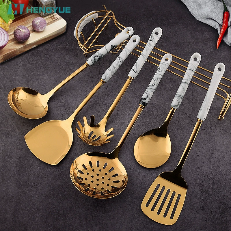 Ceramic handle stainless steel, kitchenware, Scandinavian marble set